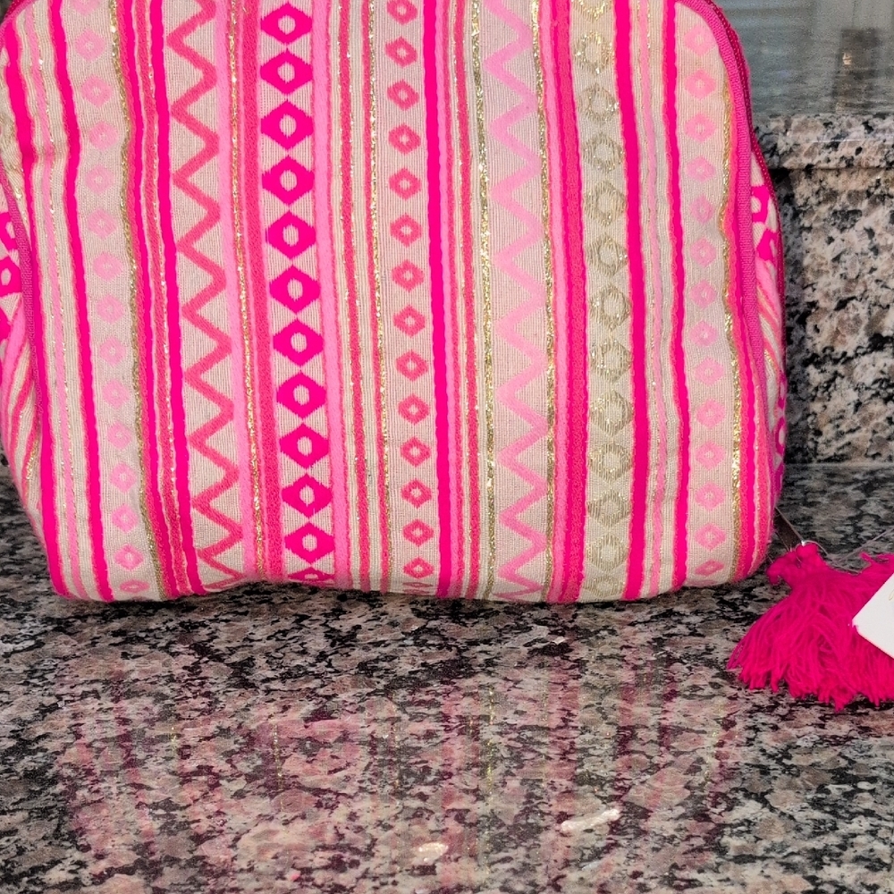 Jane Marie Pink and Gold Cosmetics Bag - New With Tags